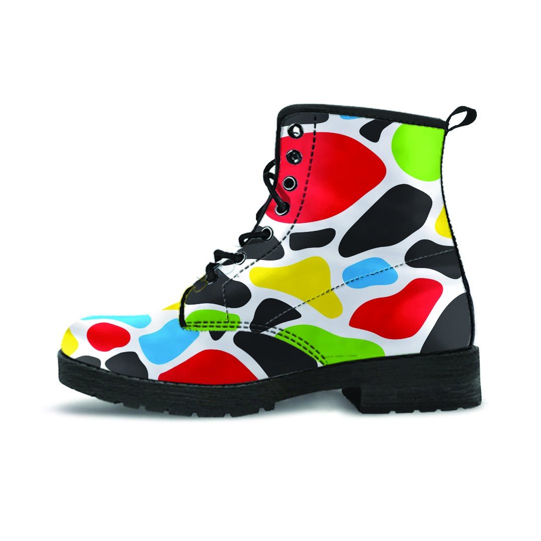 Colorful Cow Print Men's Boots-grizzshop
