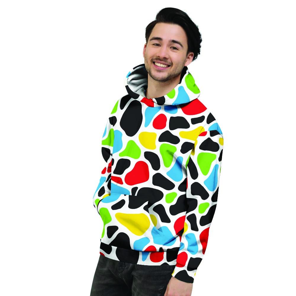 Colorful Cow Print Men's Hoodie-grizzshop