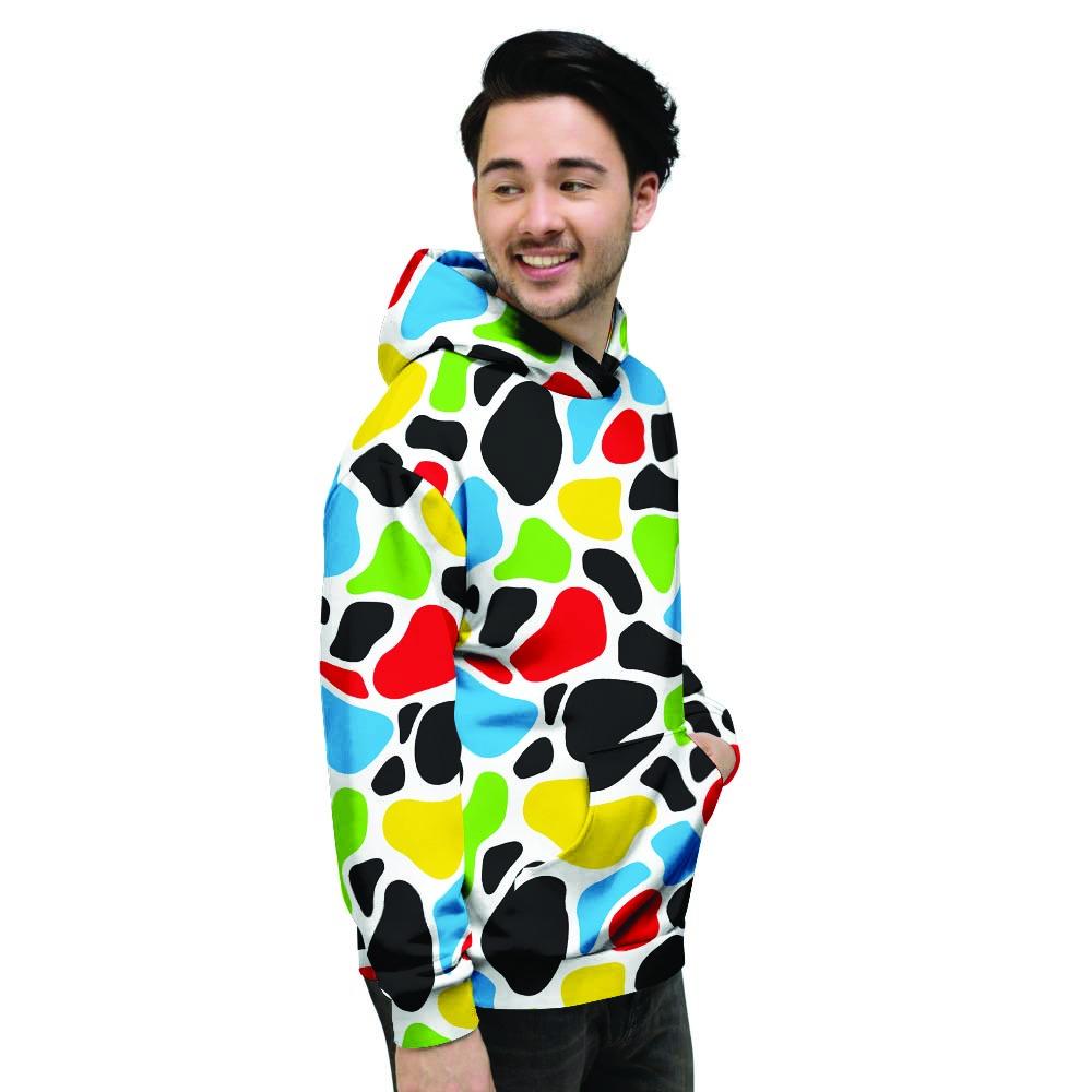 Colorful Cow Print Men's Hoodie-grizzshop