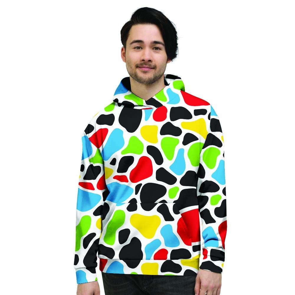 Colorful Cow Print Men's Hoodie-grizzshop