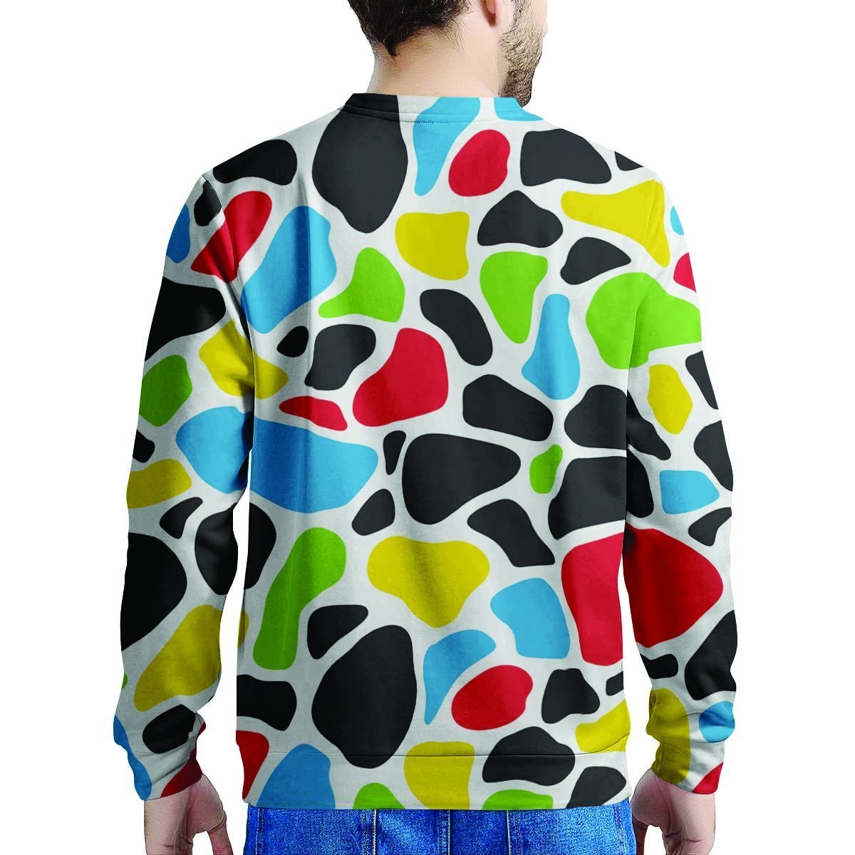 Colorful Cow Print Men's Sweatshirt-grizzshop