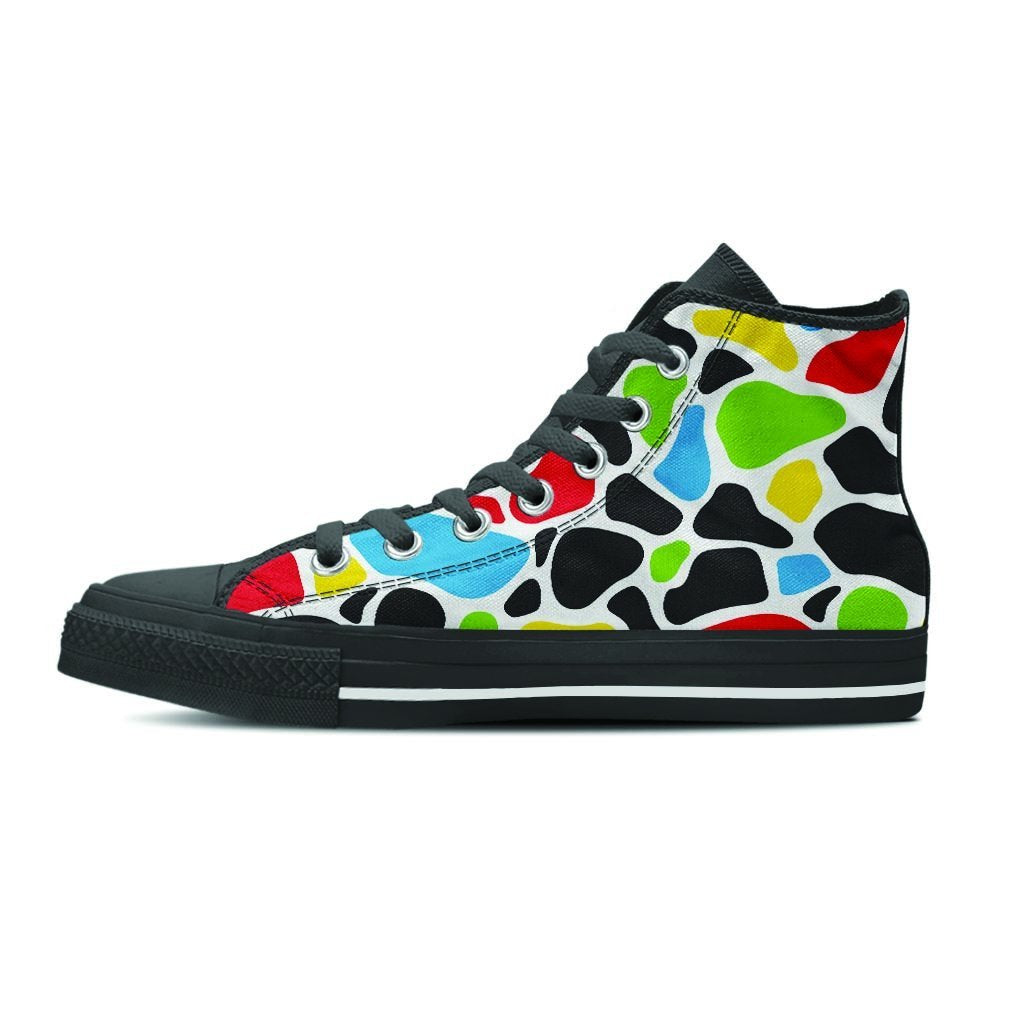 Colorful Cow Print Women's High Top Shoes-grizzshop
