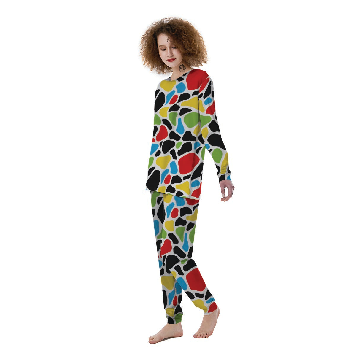 Colorful Cow Print Women's Pajamas-grizzshop