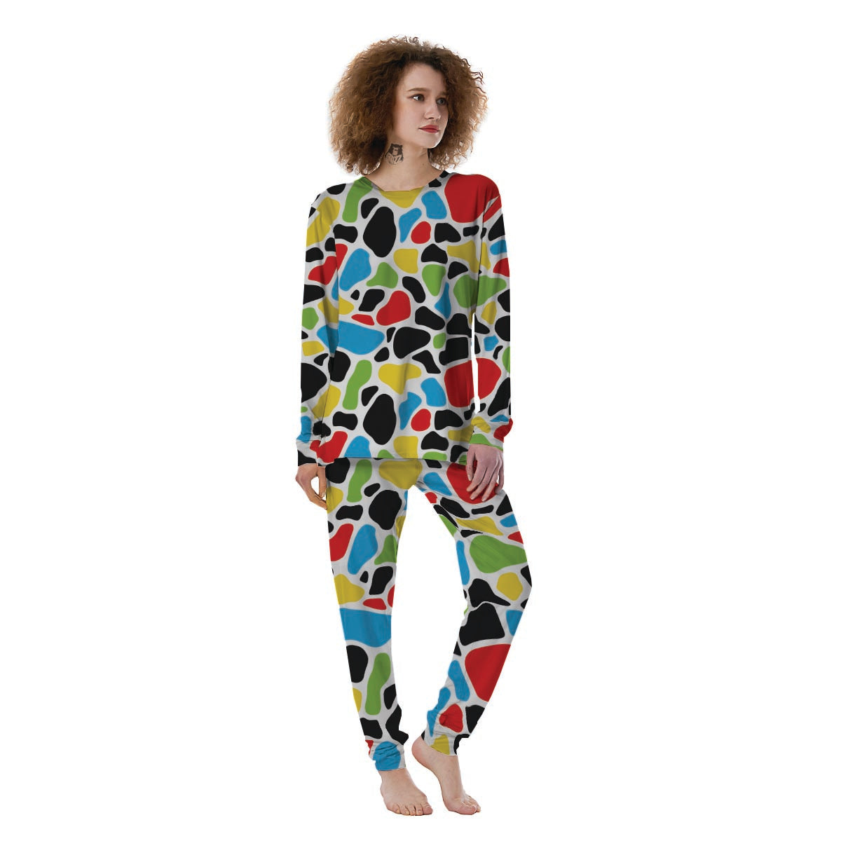 Colorful Cow Print Women's Pajamas-grizzshop