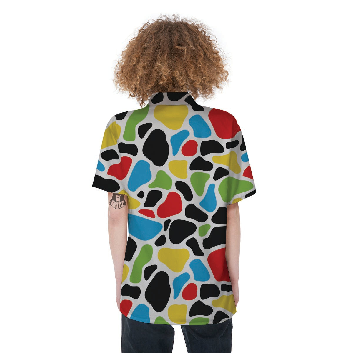 Colorful Cow Print Women's Short Sleeve Shirts-grizzshop