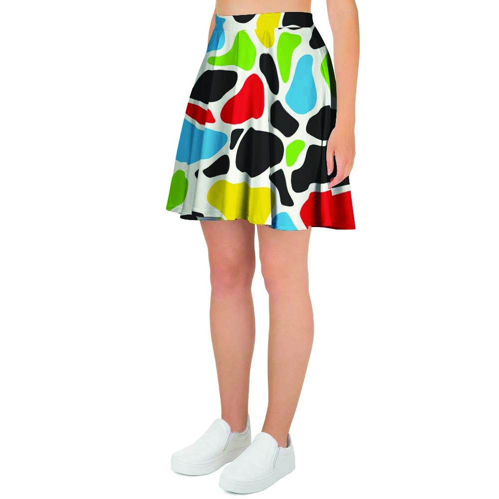 Colorful Cow Print Women's Skirt-grizzshop