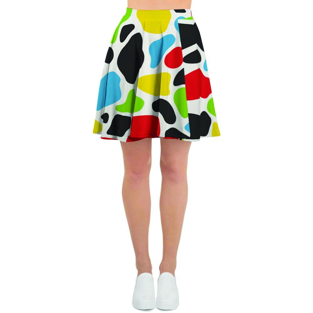 Colorful Cow Print Women's Skirt-grizzshop