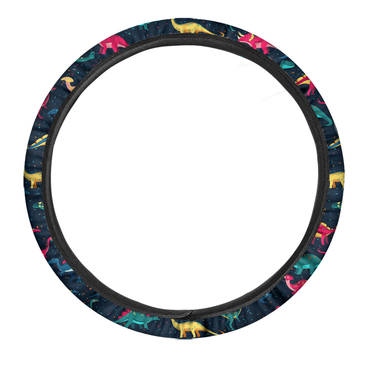 Colorful Cute Dinosaurs Print Pattern Car Steering Wheel Cover-grizzshop