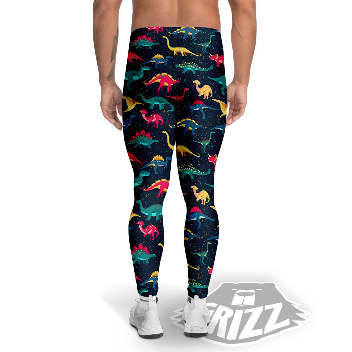Colorful Cute Dinosaurs Print Pattern Men's Leggings-grizzshop