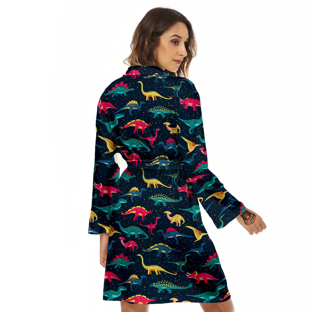 Colorful Cute Dinosaurs Print Pattern Women's Robe-grizzshop