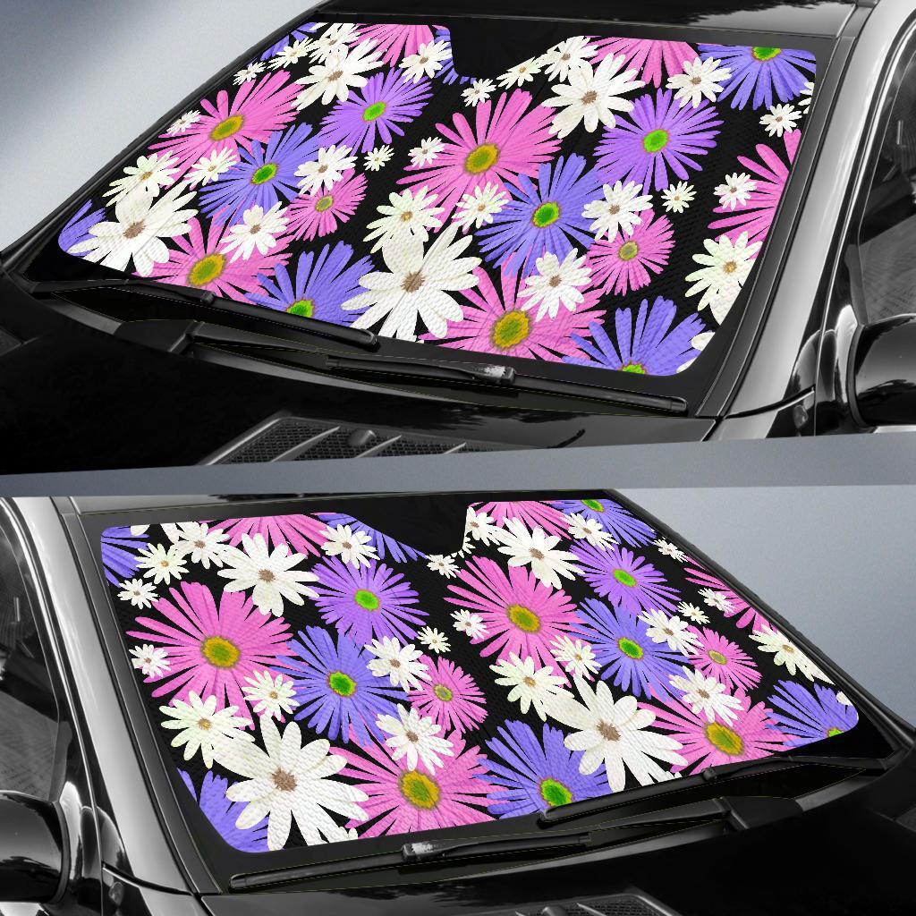 Colorful Daisy Pattern Print Car Sun Shade-grizzshop