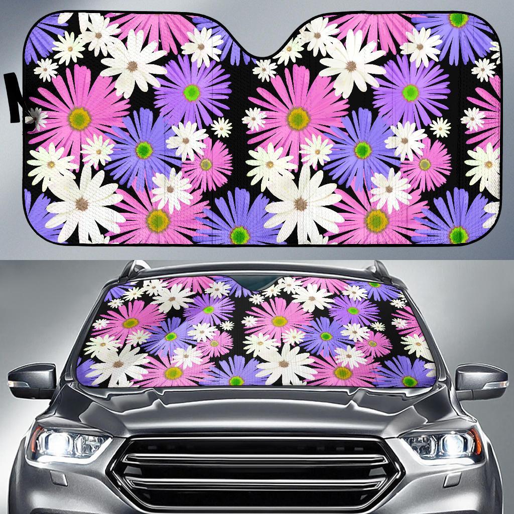 Colorful Daisy Pattern Print Car Sun Shade-grizzshop