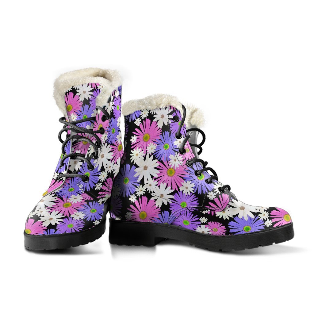 Colorful Daisy Pattern Print Comfy Winter Boots-grizzshop