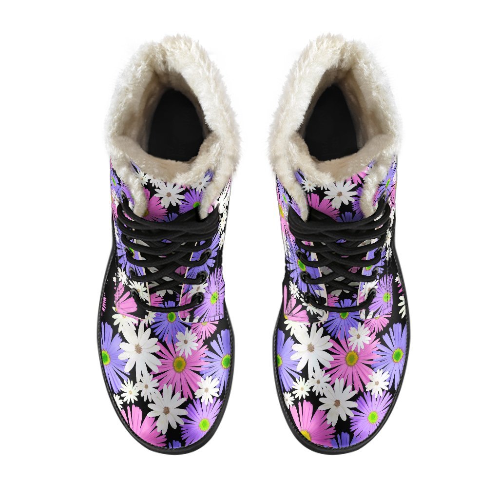 Colorful Daisy Pattern Print Comfy Winter Boots-grizzshop