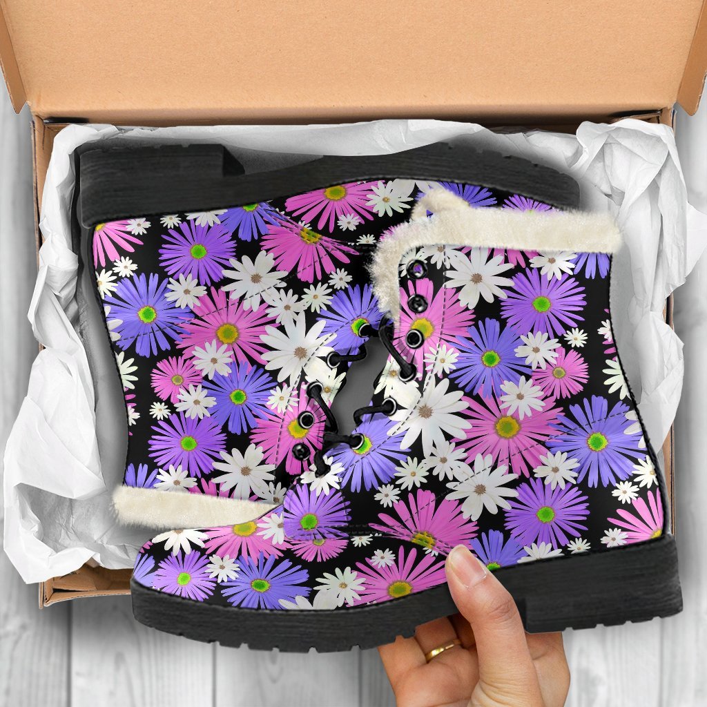 Colorful Daisy Pattern Print Comfy Winter Boots-grizzshop
