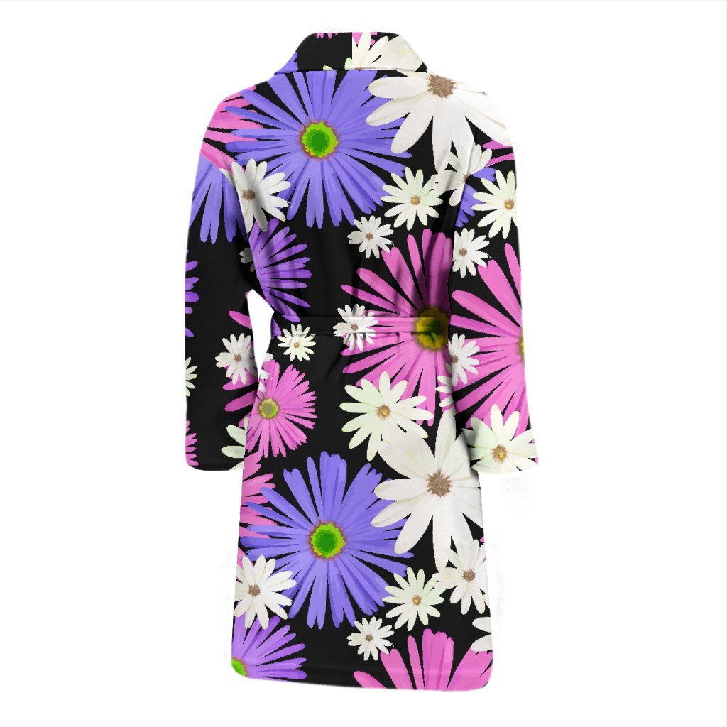 Colorful Daisy Pattern Print Men Long Robe-grizzshop