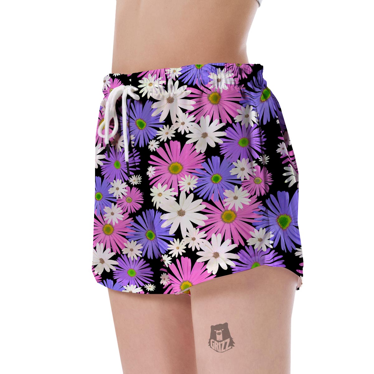 Colorful Daisy Pattern Print Women's Shorts-grizzshop
