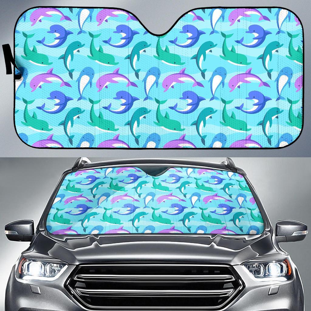 Colorful Dolphin Pattern Print Car Sun Shade-grizzshop