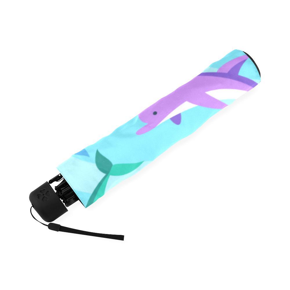 Colorful Dolphin Pattern Print Foldable Umbrella-grizzshop