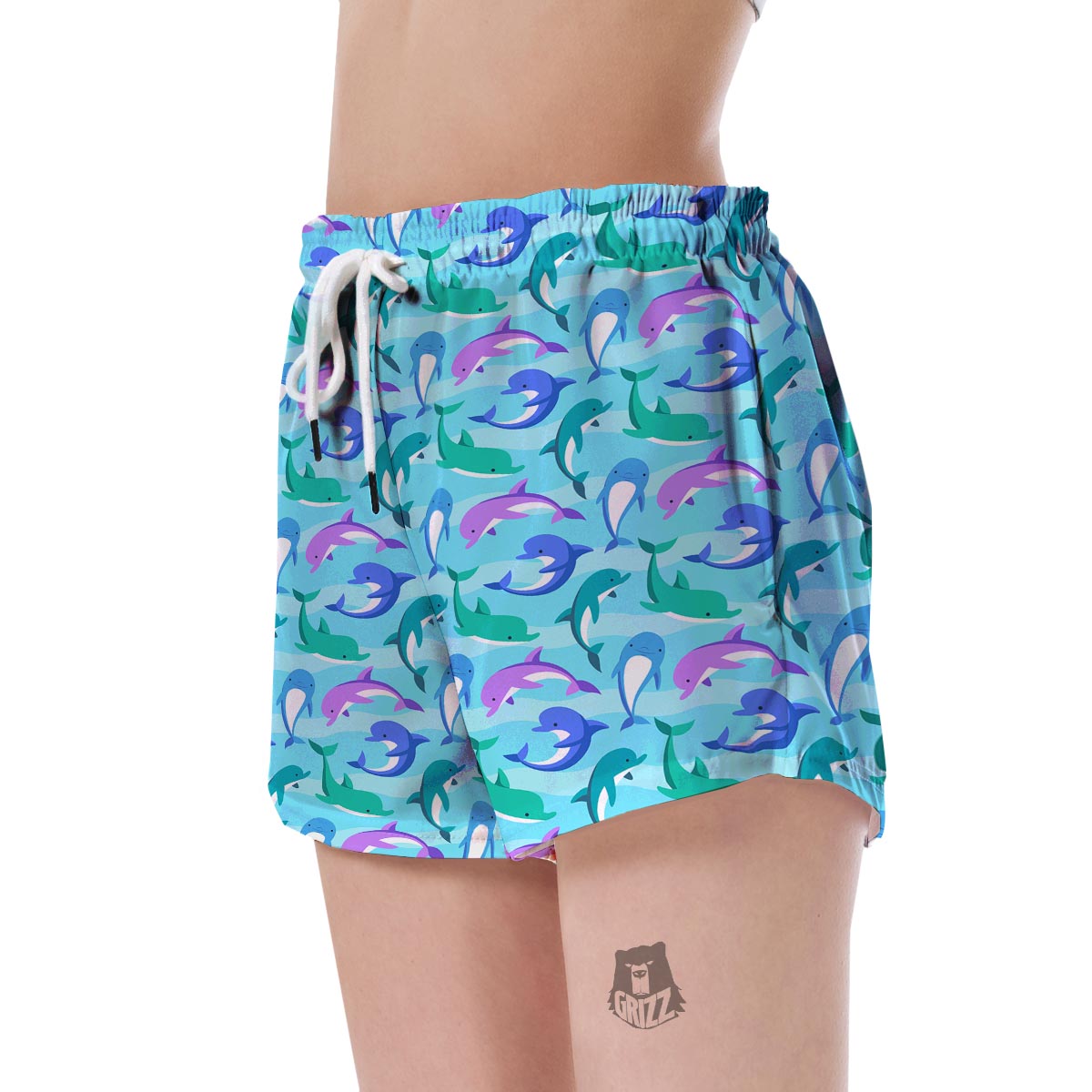 Colorful Dolphin Pattern Print Women's Shorts-grizzshop