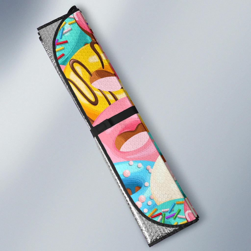 Colorful Donut Pattern Print Car Sun Shade-grizzshop