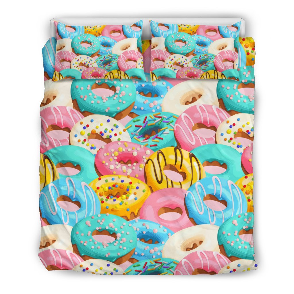 Colorful Donut Pattern Print Duvet Cover Bedding Set-grizzshop