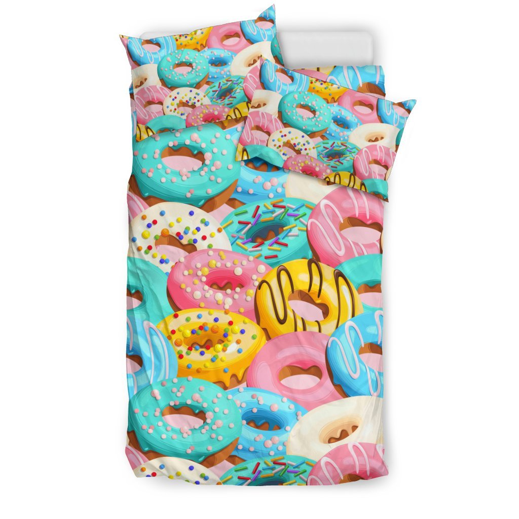 Colorful Donut Pattern Print Duvet Cover Bedding Set-grizzshop