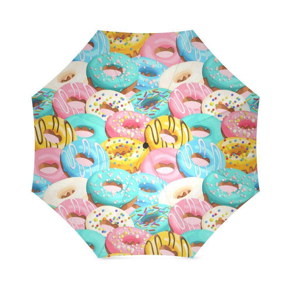 Colorful Donut Pattern Print Foldable Umbrella-grizzshop
