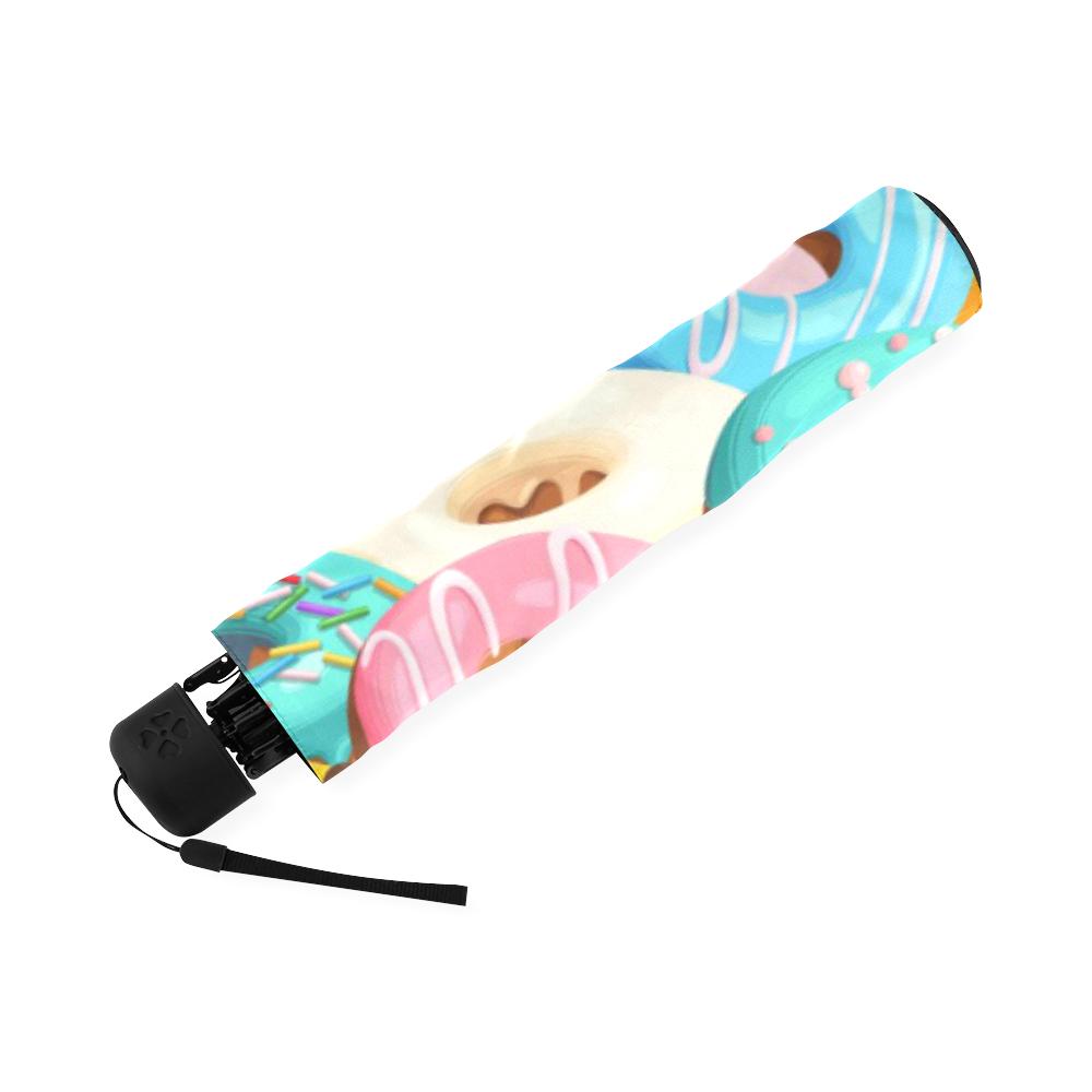 Colorful Donut Pattern Print Foldable Umbrella-grizzshop