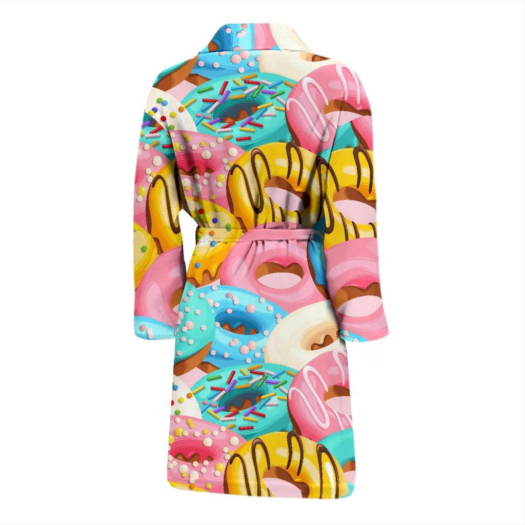 Colorful Donut Pattern Print Men Long Robe-grizzshop