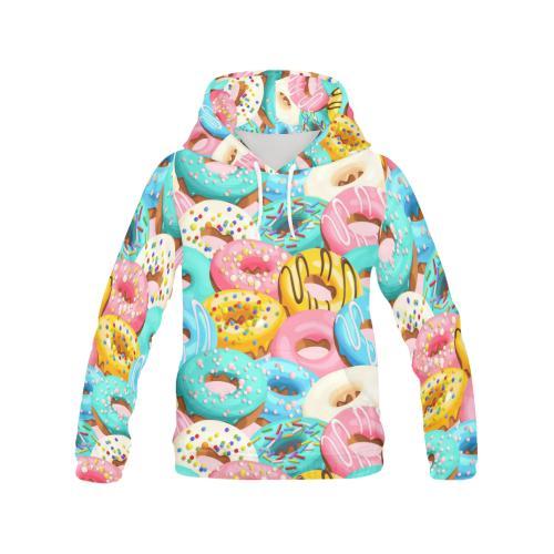 Colorful Donut Pattern Print Men Pullover Hoodie-grizzshop