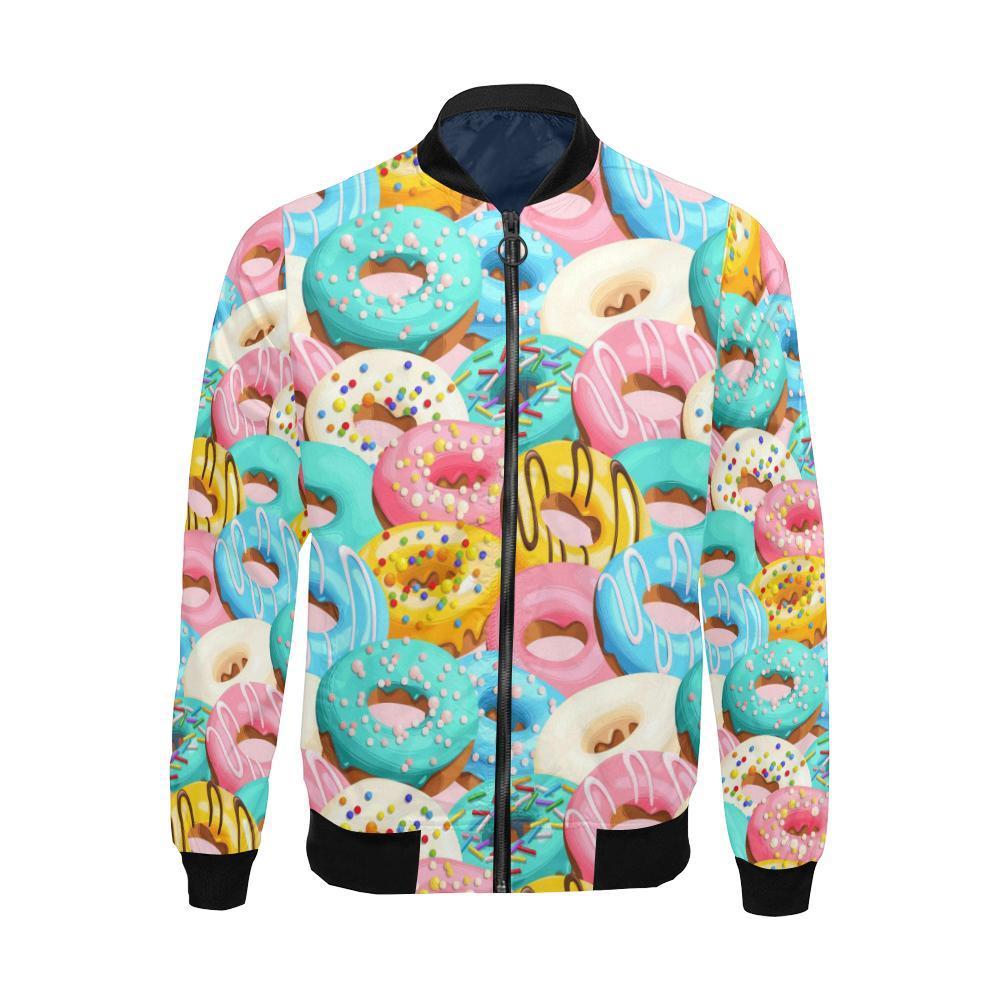 Colorful Donut Pattern Print Men's Bomber Jacket-grizzshop