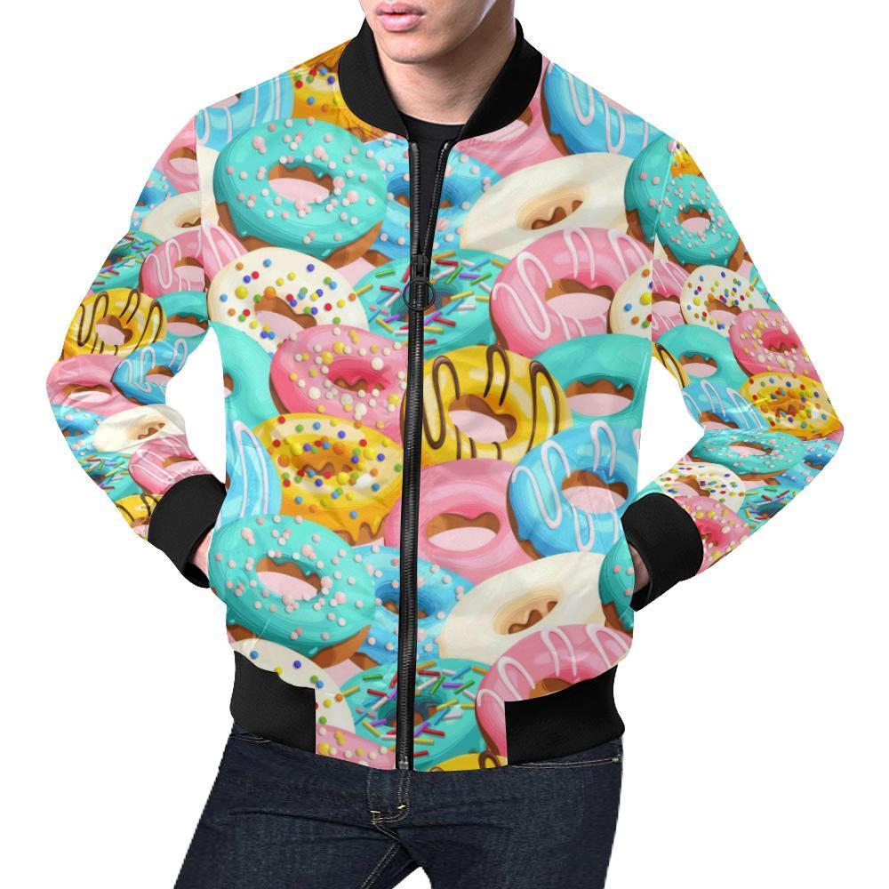 Colorful Donut Pattern Print Men's Bomber Jacket-grizzshop