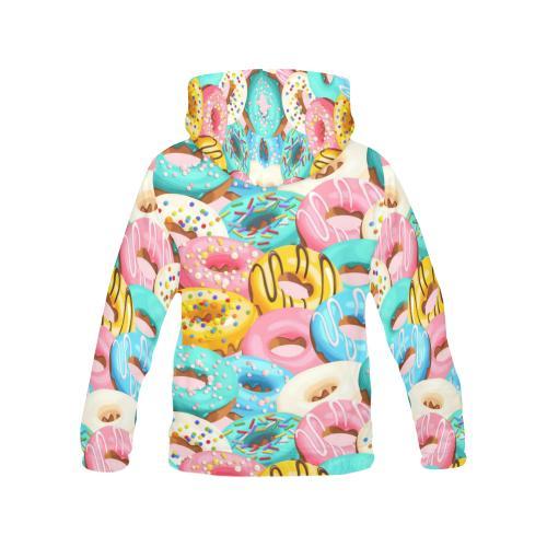 Colorful Donut Pattern Print Women Pullover Hoodie-grizzshop