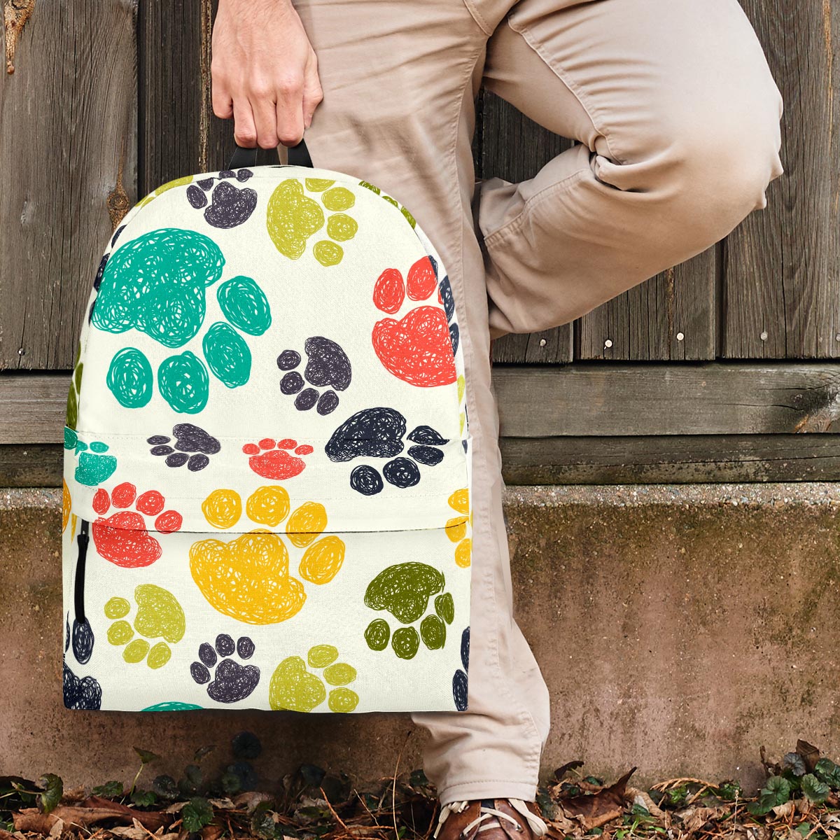 Colorful Doodle Paw Backpack-grizzshop