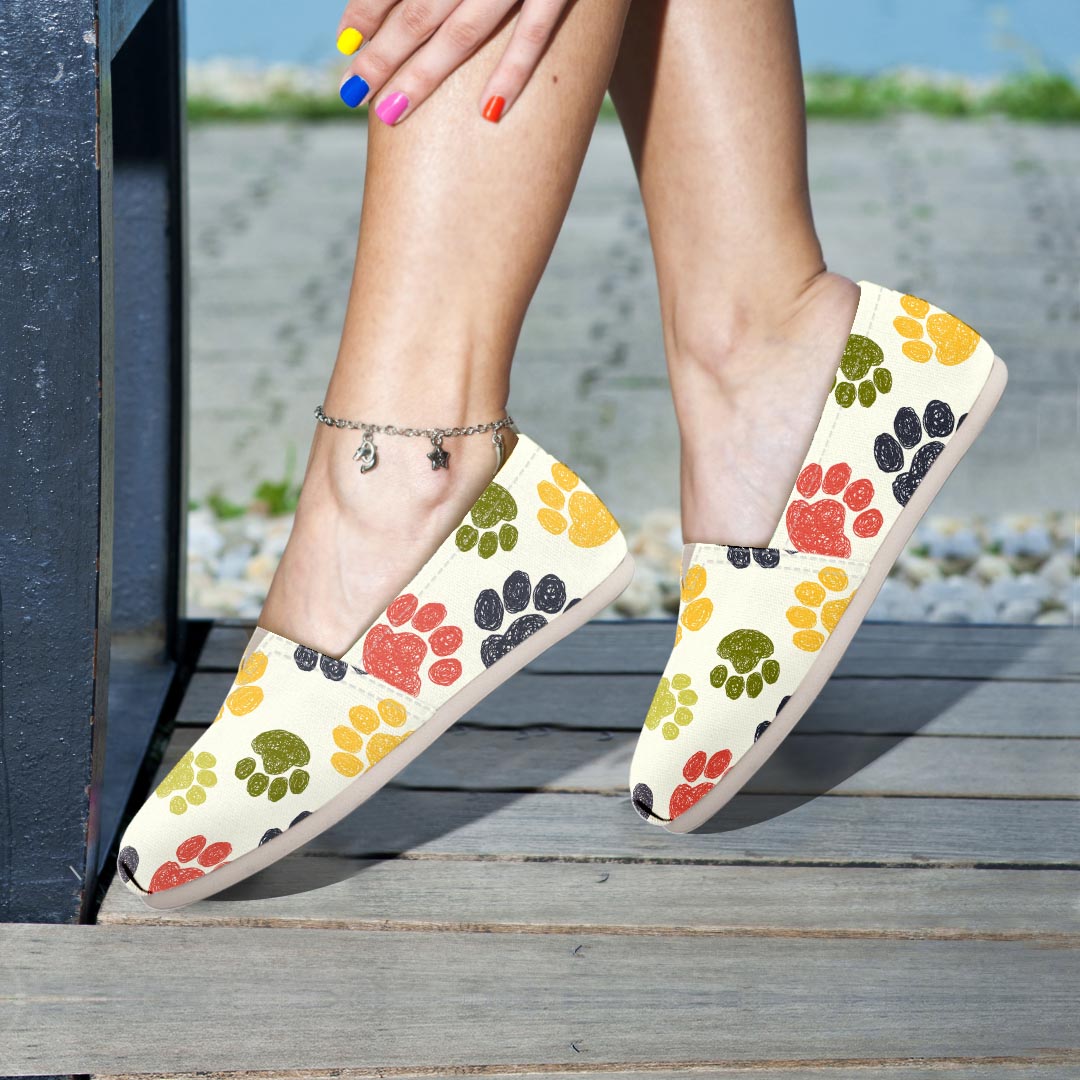 Colorful Doodle Paw Canvas Shoes-grizzshop