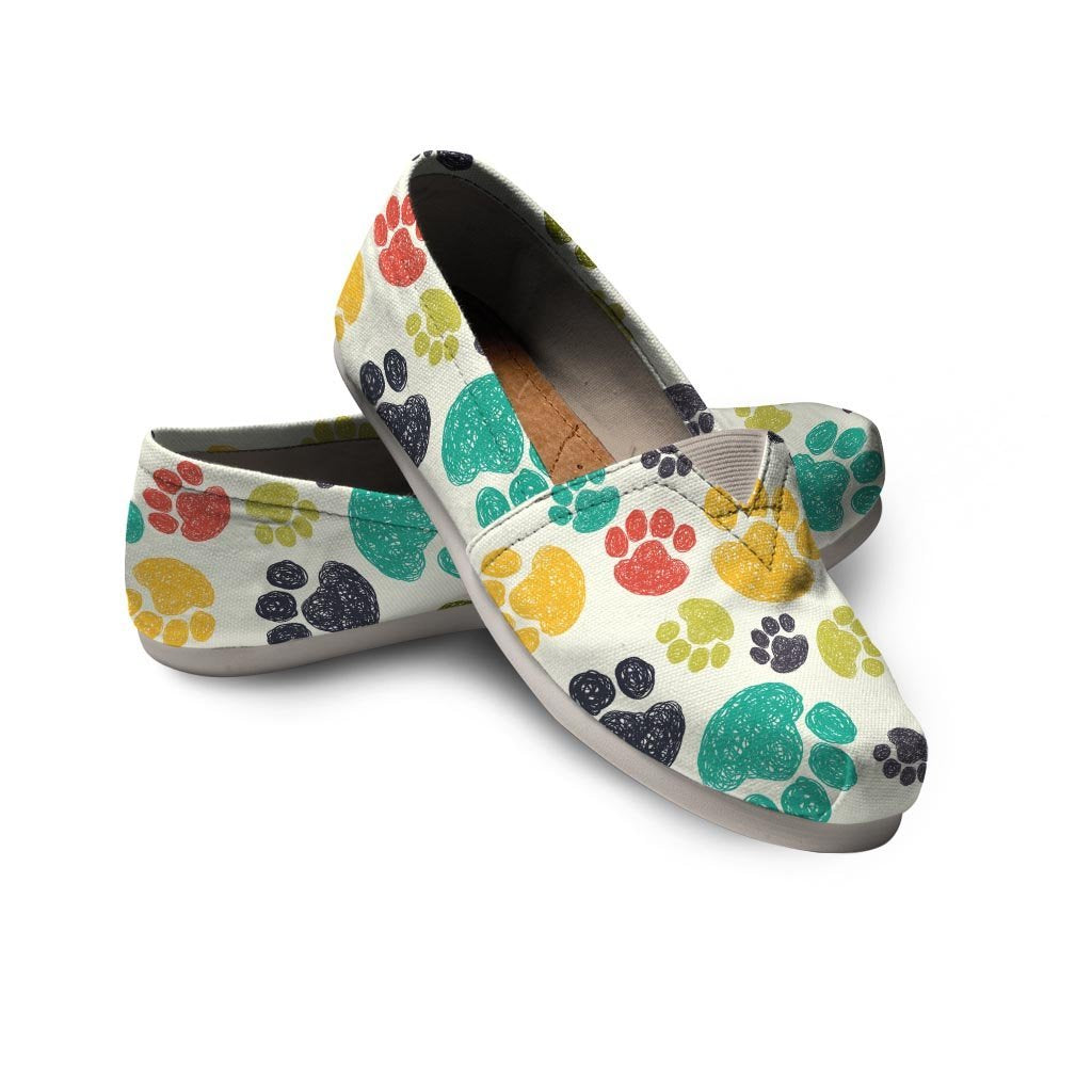 Colorful Doodle Paw Canvas Shoes-grizzshop