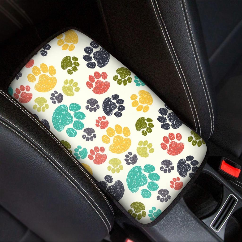 Colorful Doodle Paw Car Console Cover-grizzshop