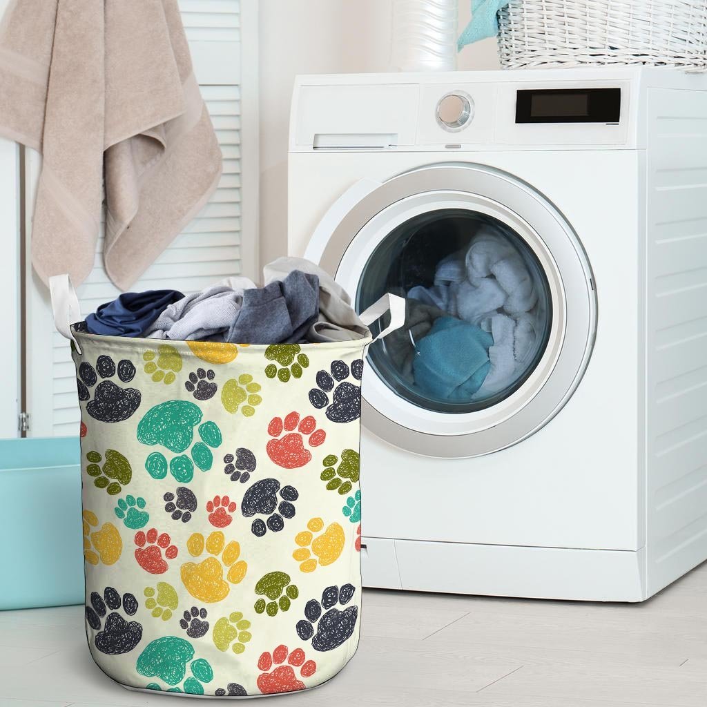 Colorful Doodle Paw Laundry Basket-grizzshop