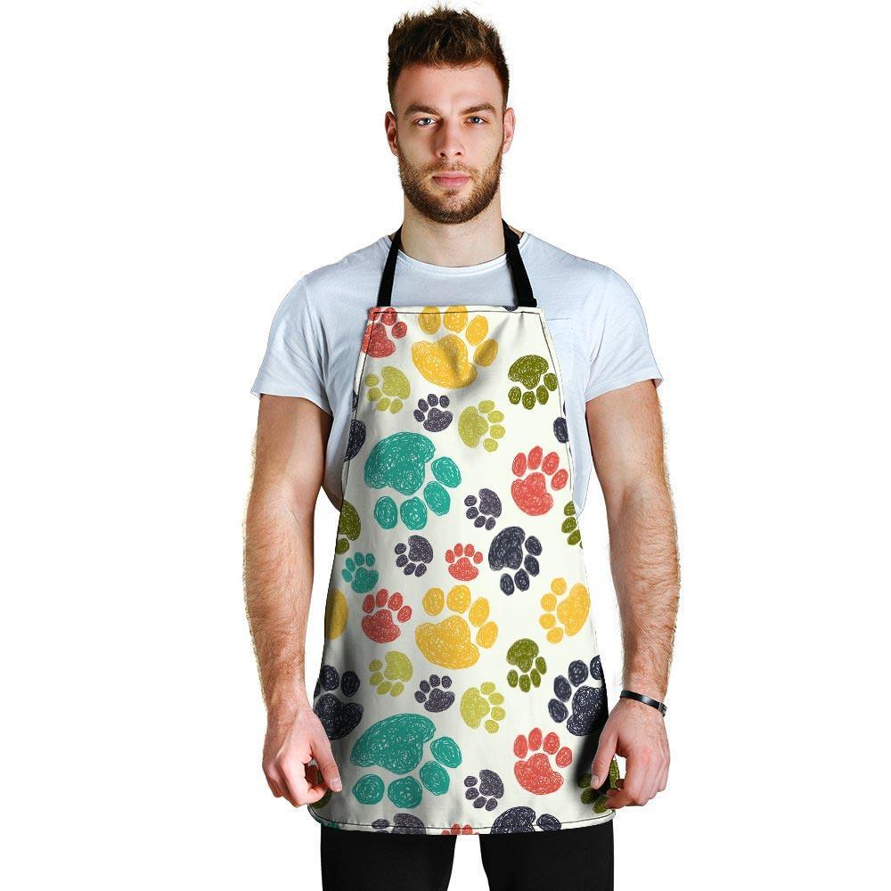 Colorful Doodle Paw Men's Apron-grizzshop