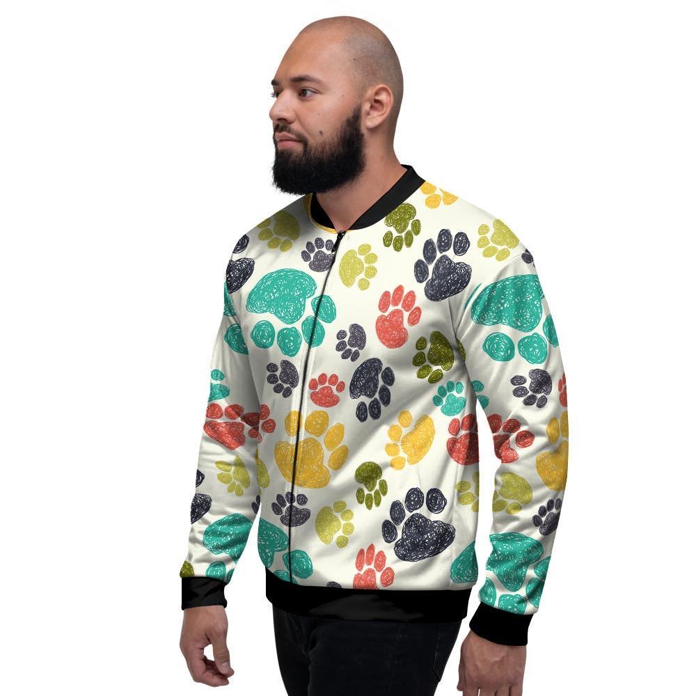 Colorful Doodle Paw Men's Bomber Jacket-grizzshop