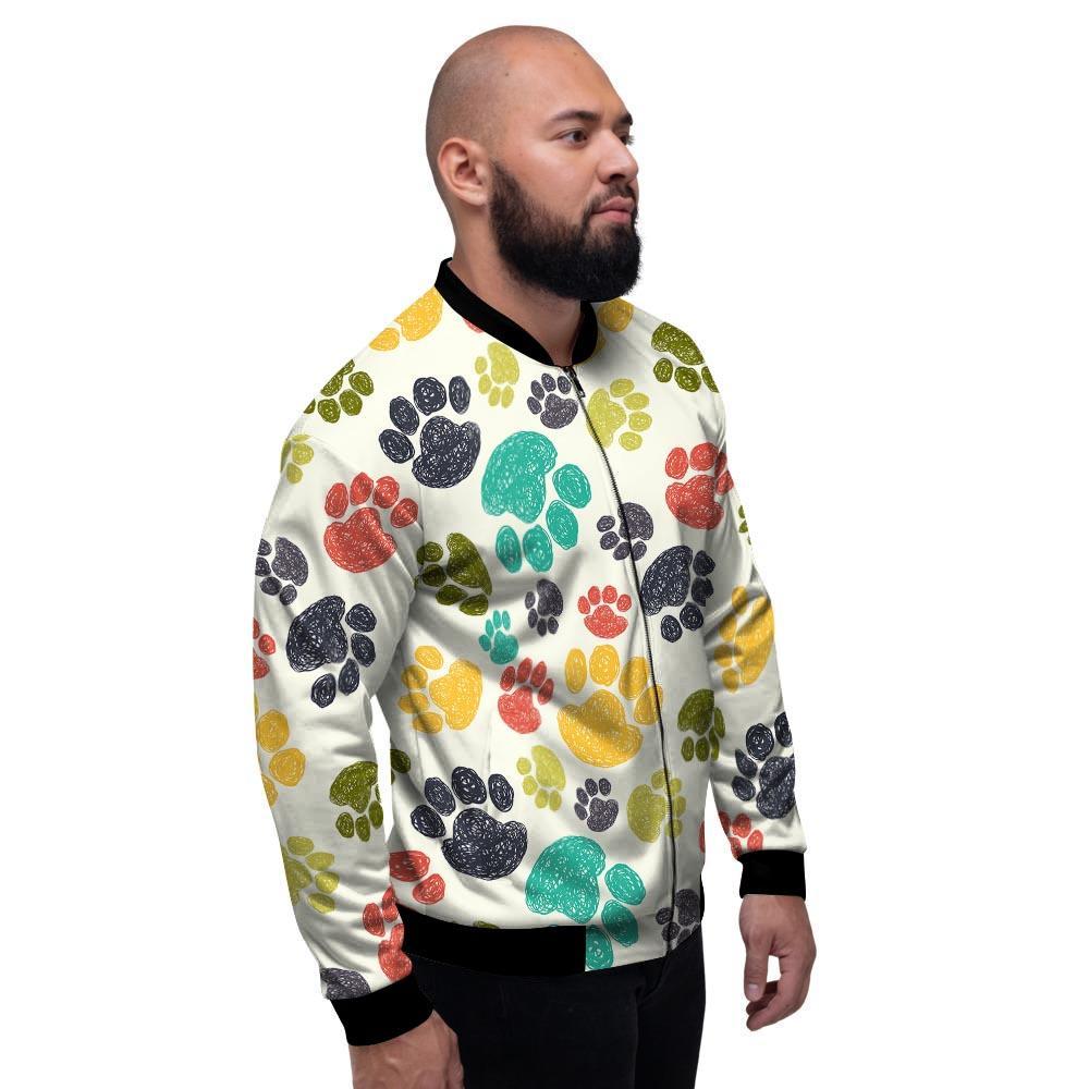 Colorful Doodle Paw Men's Bomber Jacket-grizzshop