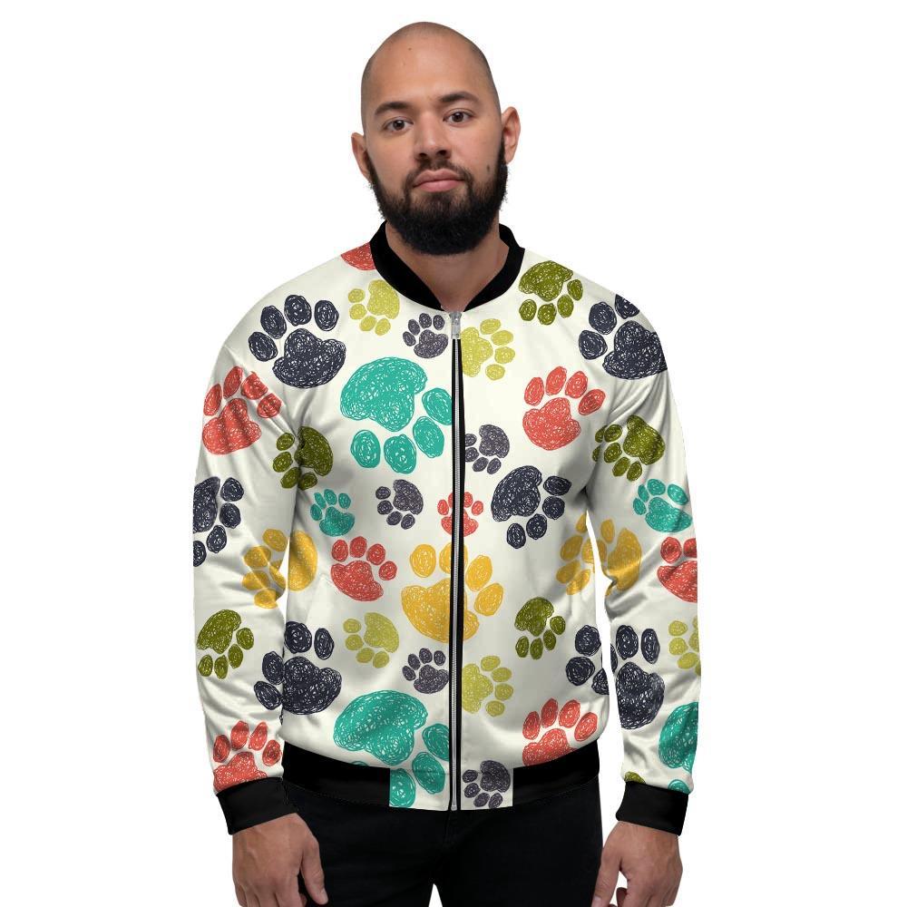 Colorful Doodle Paw Men's Bomber Jacket-grizzshop