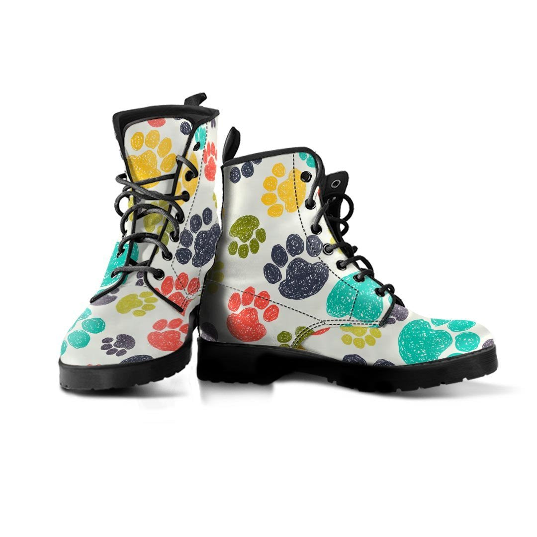 Colorful Doodle Paw Men's Boots-grizzshop