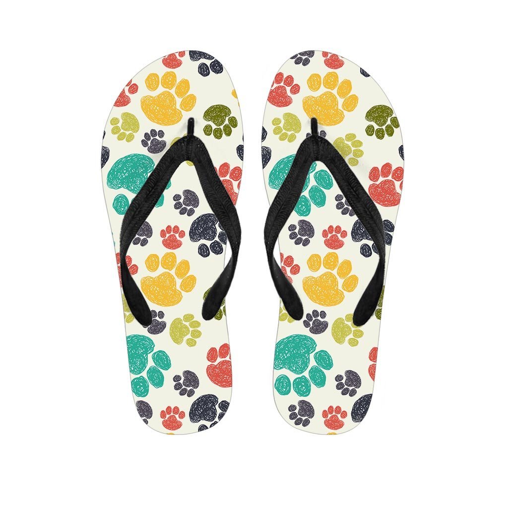 Colorful Doodle Paw Men's Flip Flops-grizzshop