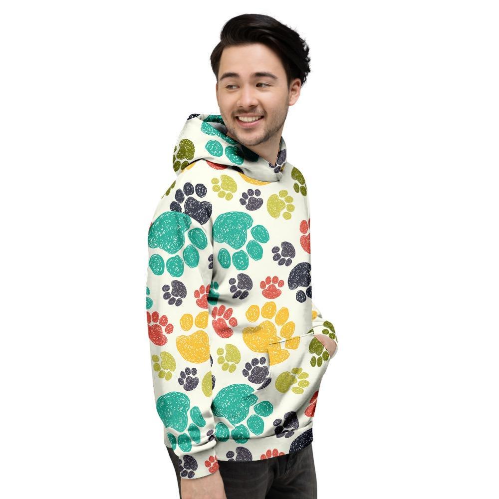 Colorful Doodle Paw Men's Hoodie-grizzshop