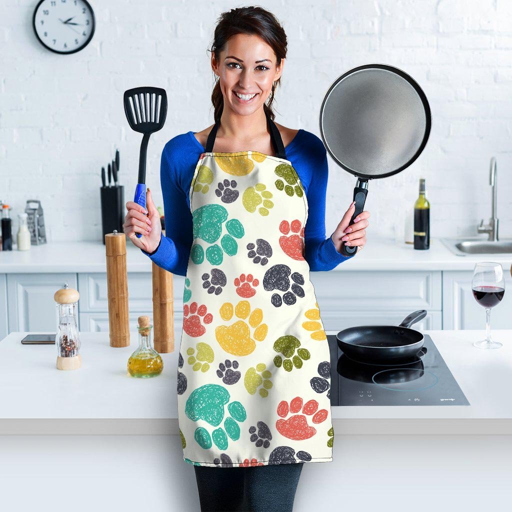 Colorful Doodle Paw Women's Apron-grizzshop