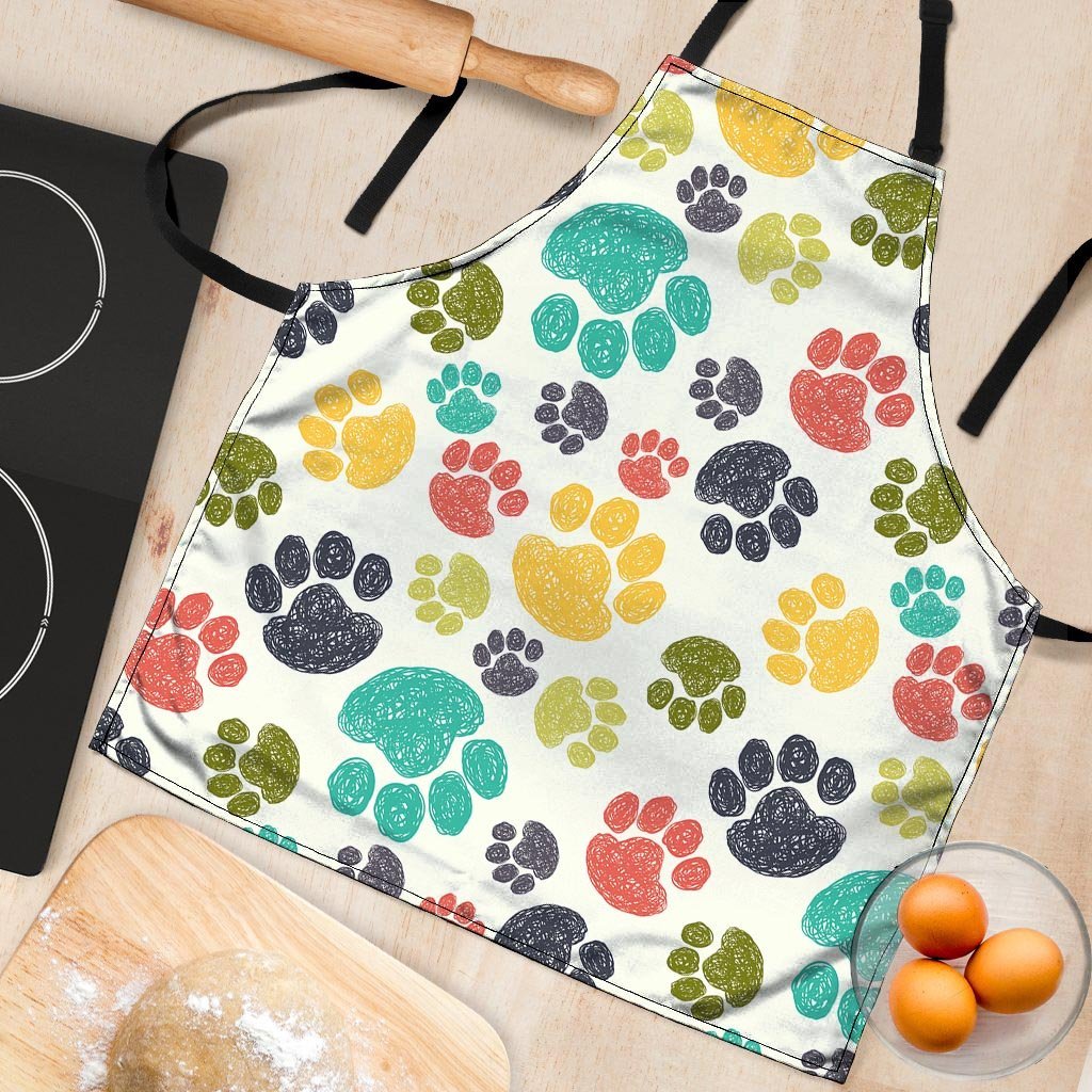 Colorful Doodle Paw Women's Apron-grizzshop