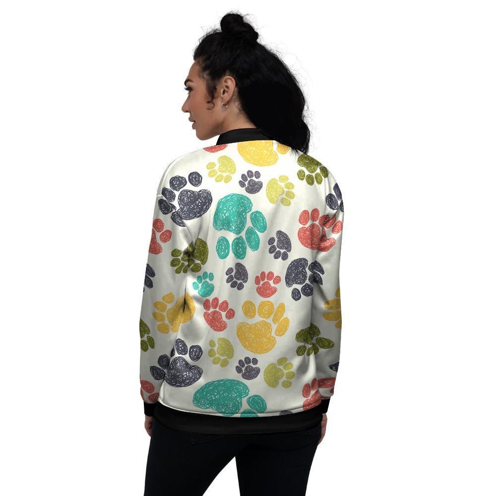 Colorful Doodle Paw Women's Bomber Jacket-grizzshop
