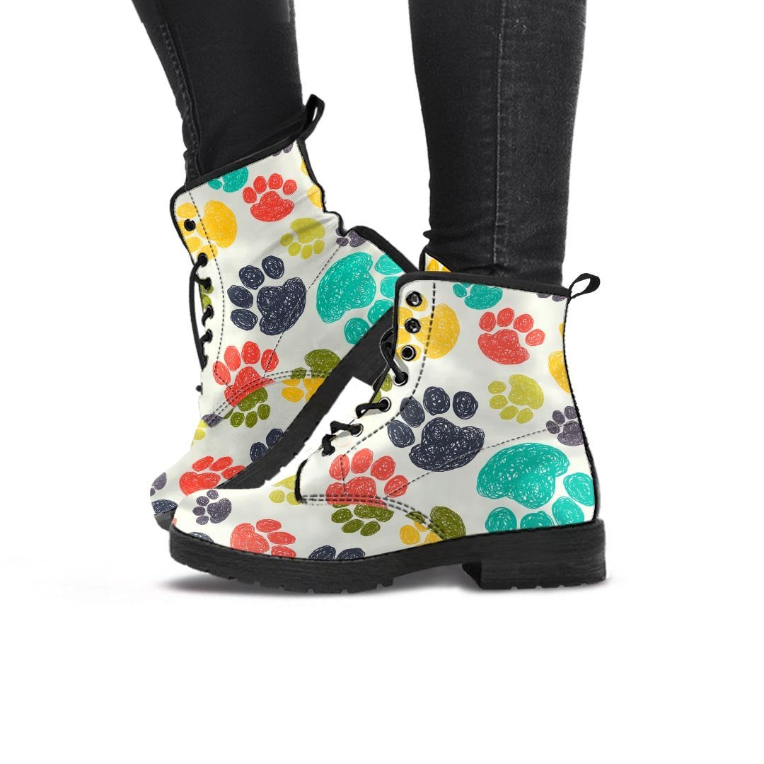 Colorful Doodle Paw Women's Boots-grizzshop